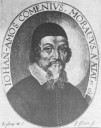 Jan Ámos Komenský - dobový portrét z jeho knihy Janua linguarum reserata (Dvéře jazyků otevřené, sepsána 1631)